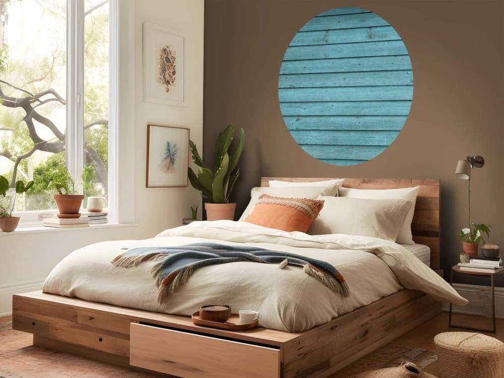 Blauw geverfd hout