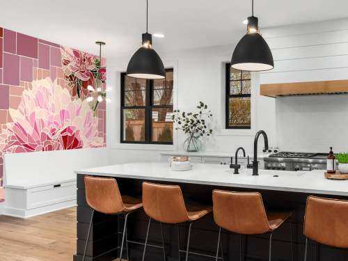 Pink flowers mosaic