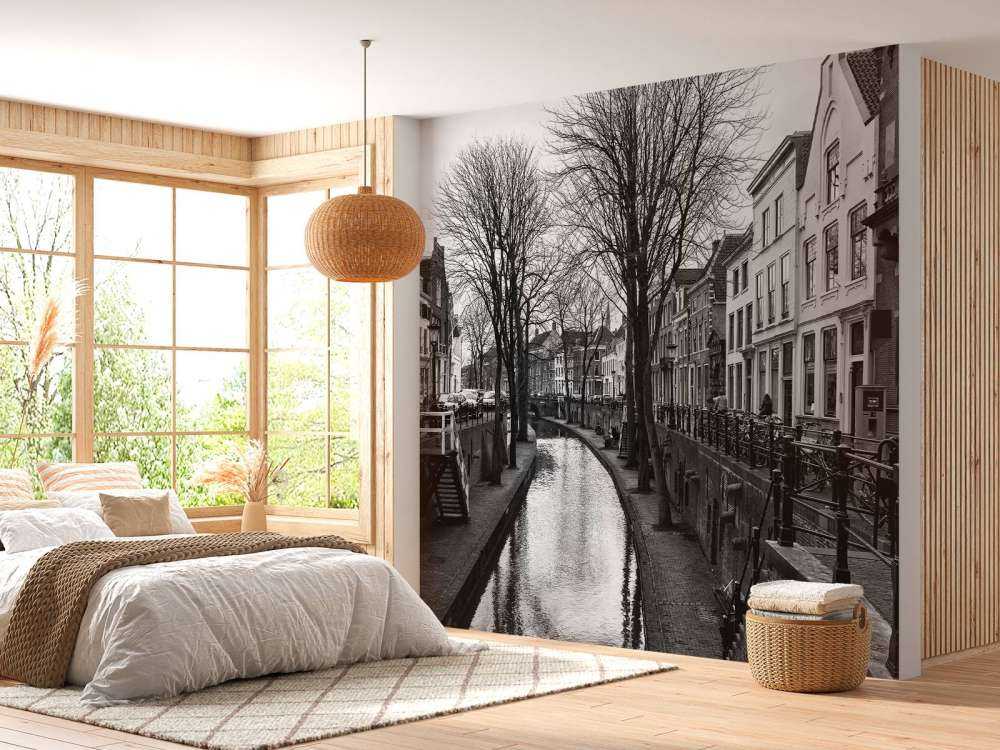 Utrechtse gracht in zwart-wit