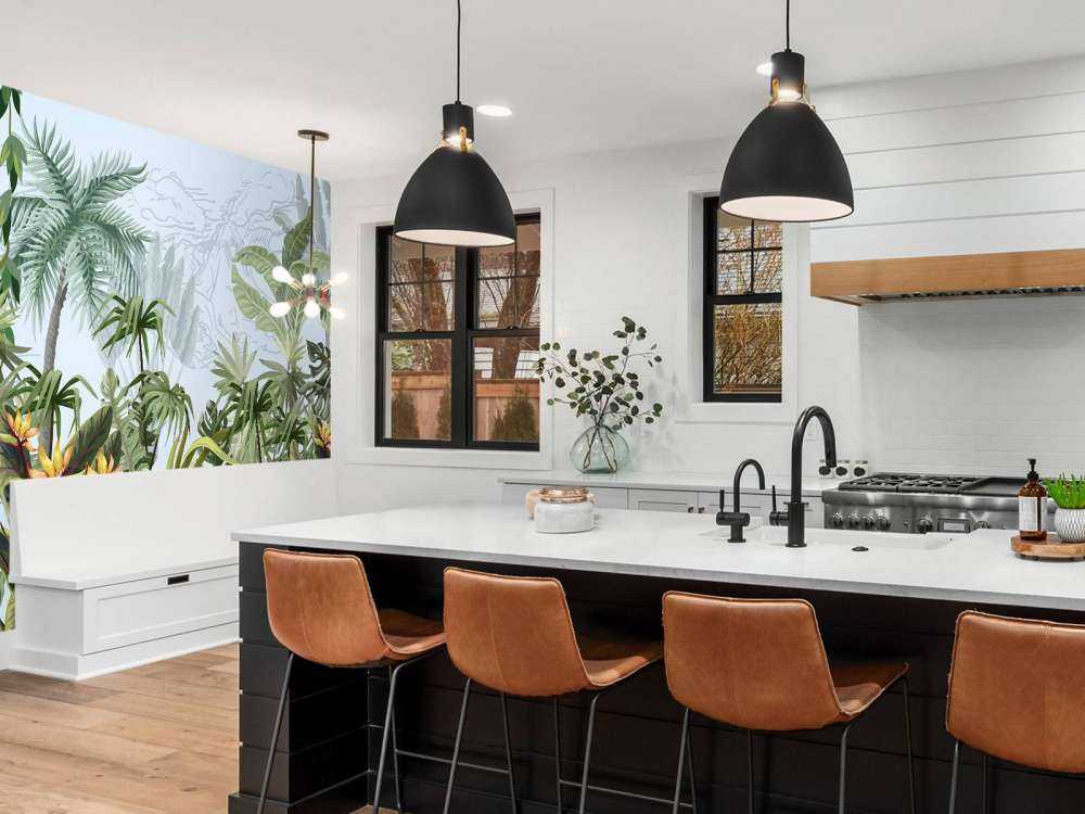 Jungle trees and flowers