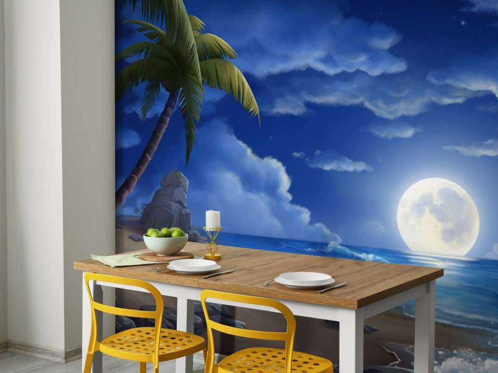 Beautiful beach at night