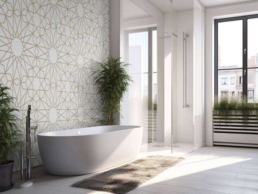 Geometric flowers, white