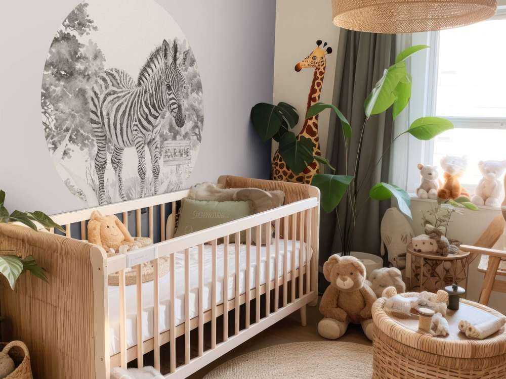 Young zebra in the nature beige