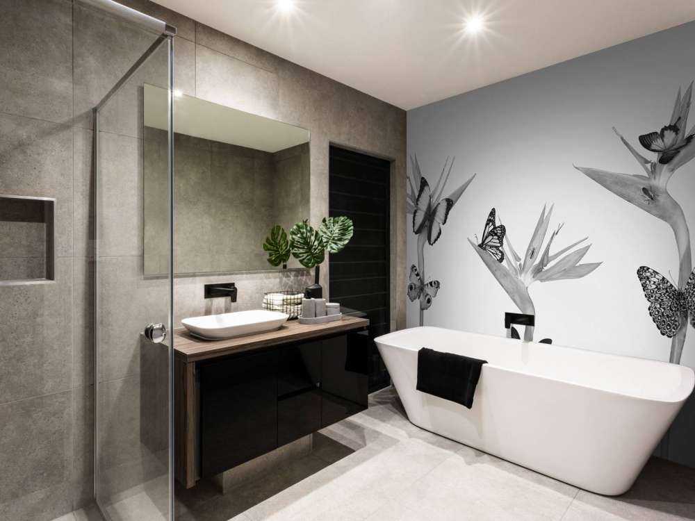 Butterflies on bird of paradise flowers