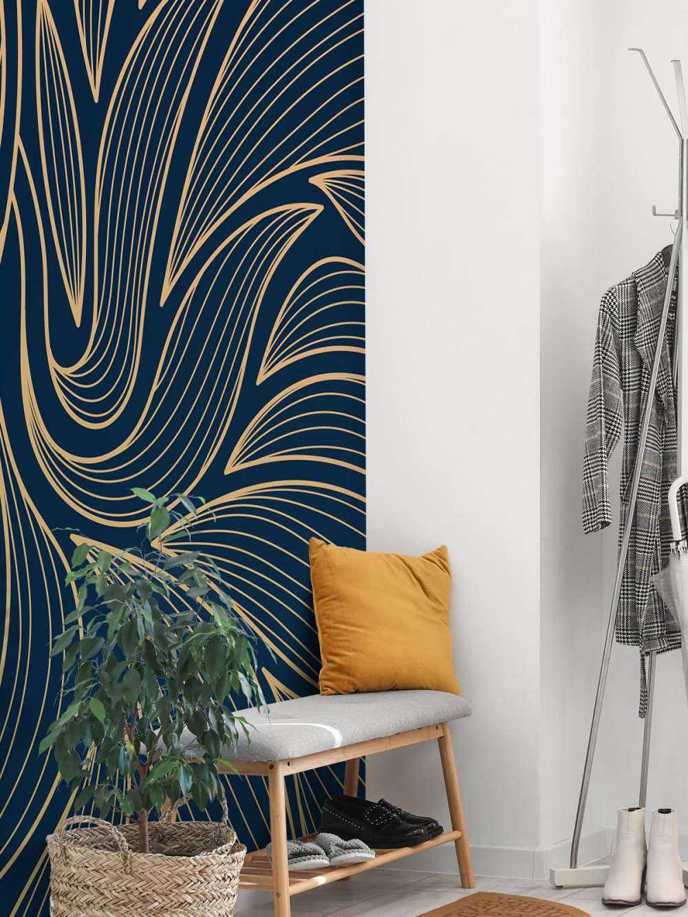 Art deco flowers blue