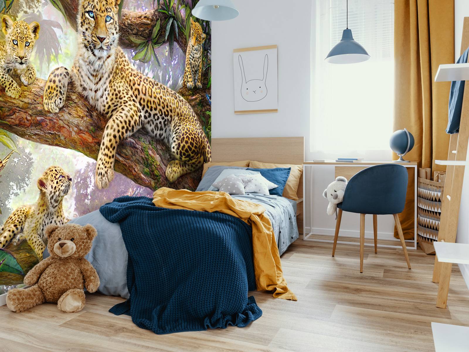 『 Green Leopard fam 』by Zuberi 60*60cm Wallpaper Mural - Tree Top Leopard Family - Photo Wallpaper