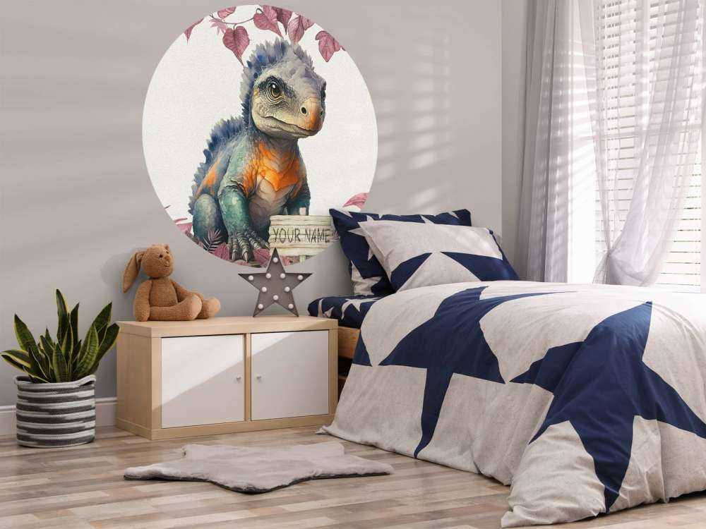 Baby ankylosaurus in the pink jungle