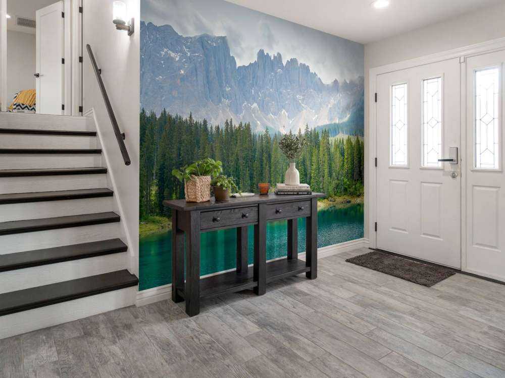 Tree line at mountain lake