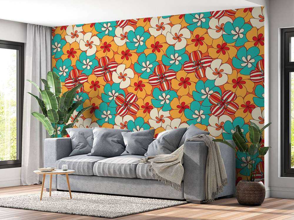 Colourful vintage flowers