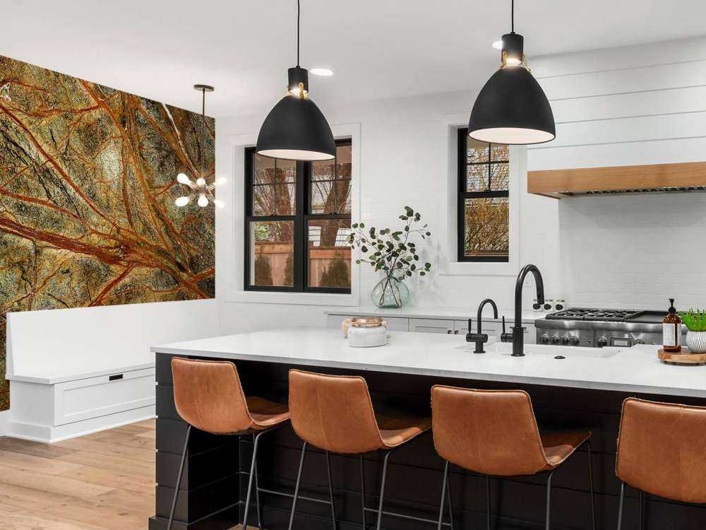 Green marble with coloured veins