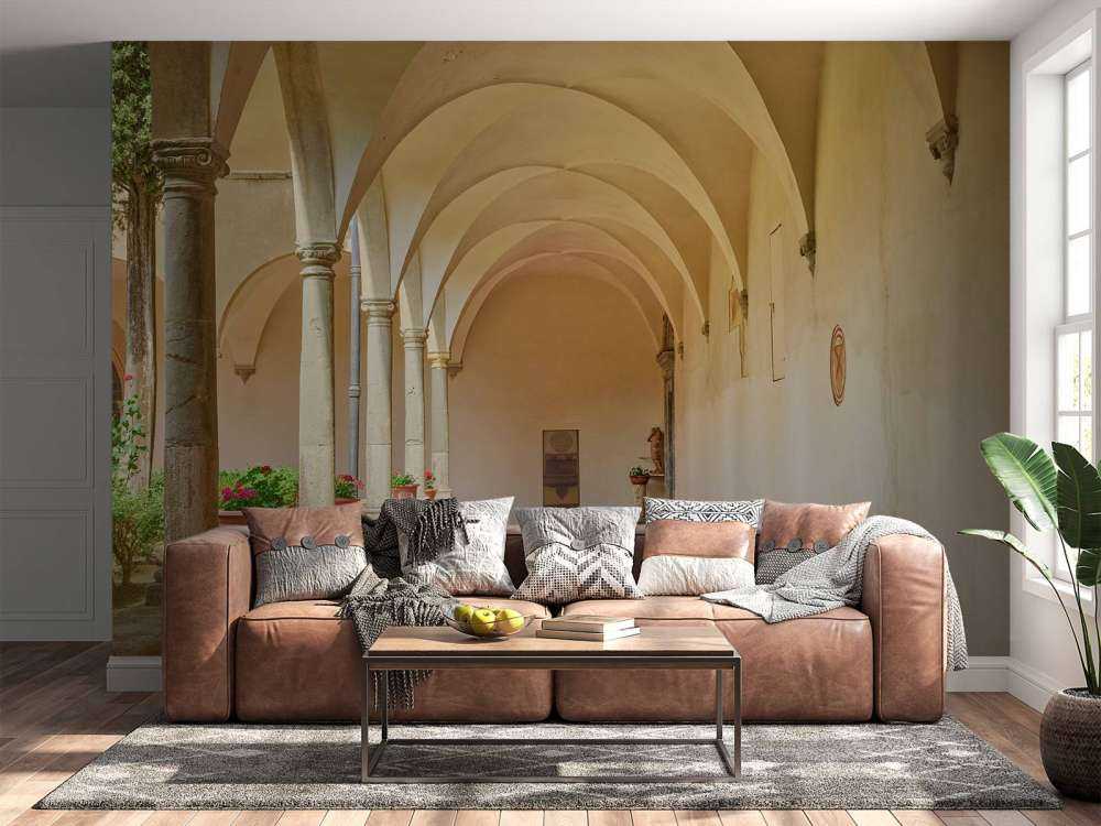 Courtyard with arches and plants
