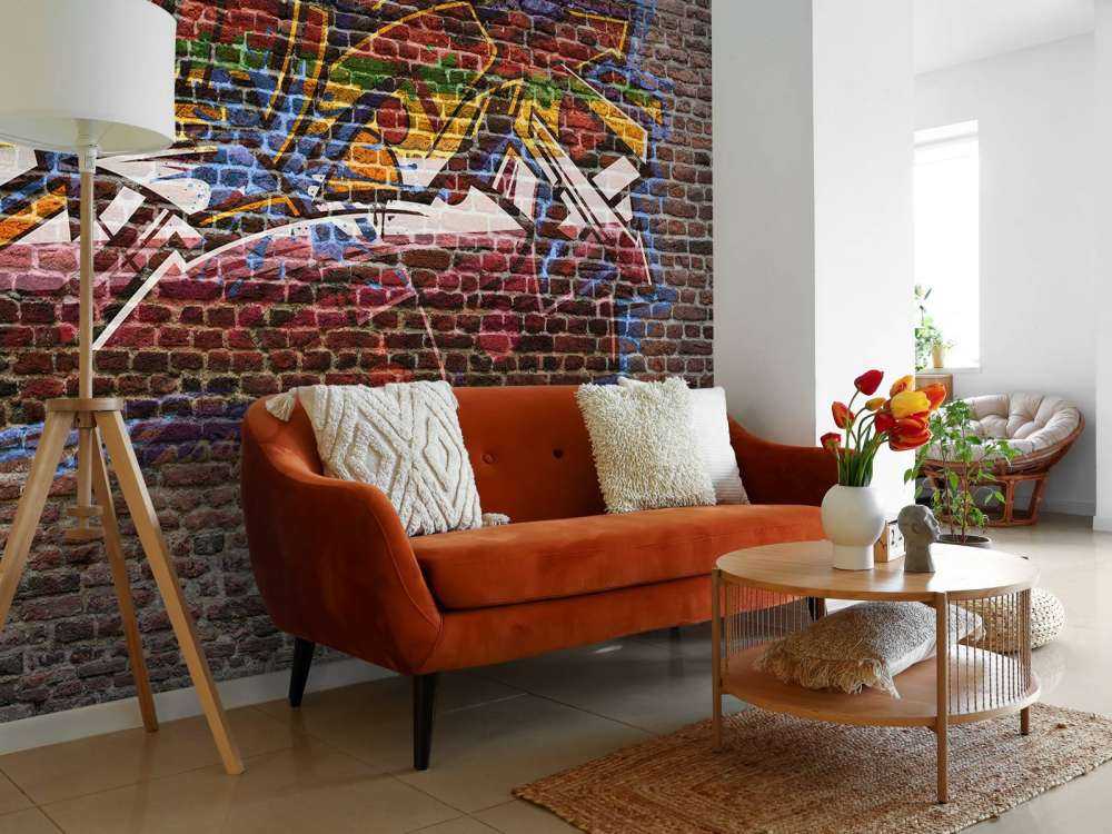 Graffiti on brick wall