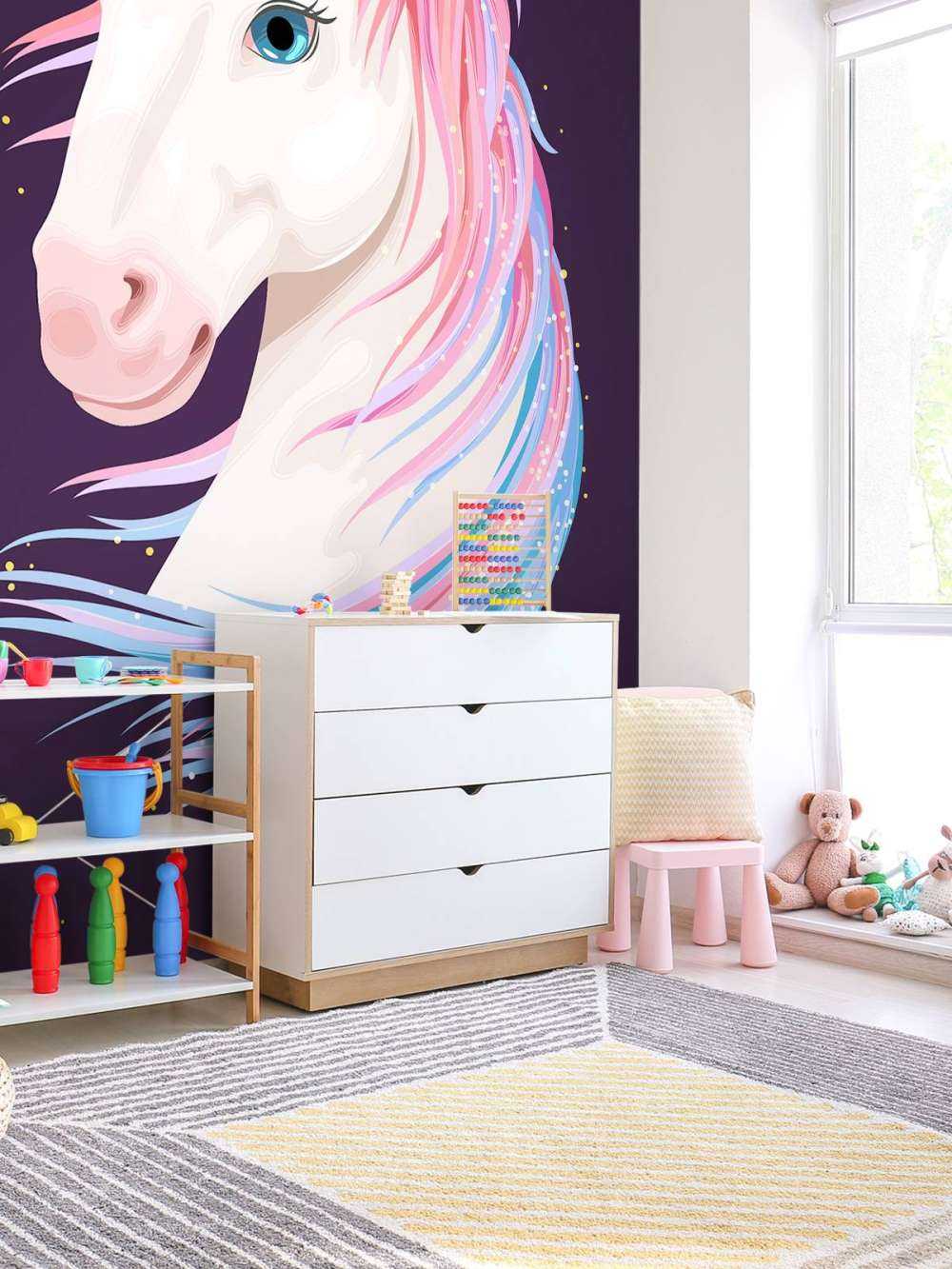 Unicorn with coloured mane