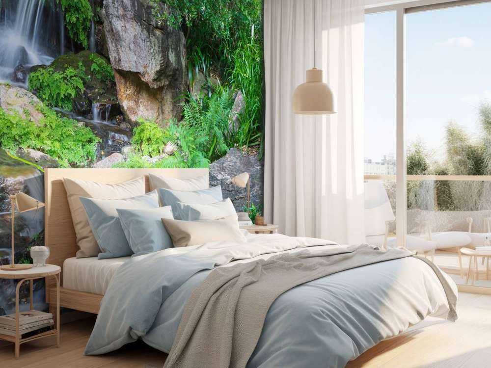 Waterfall with tropical plants