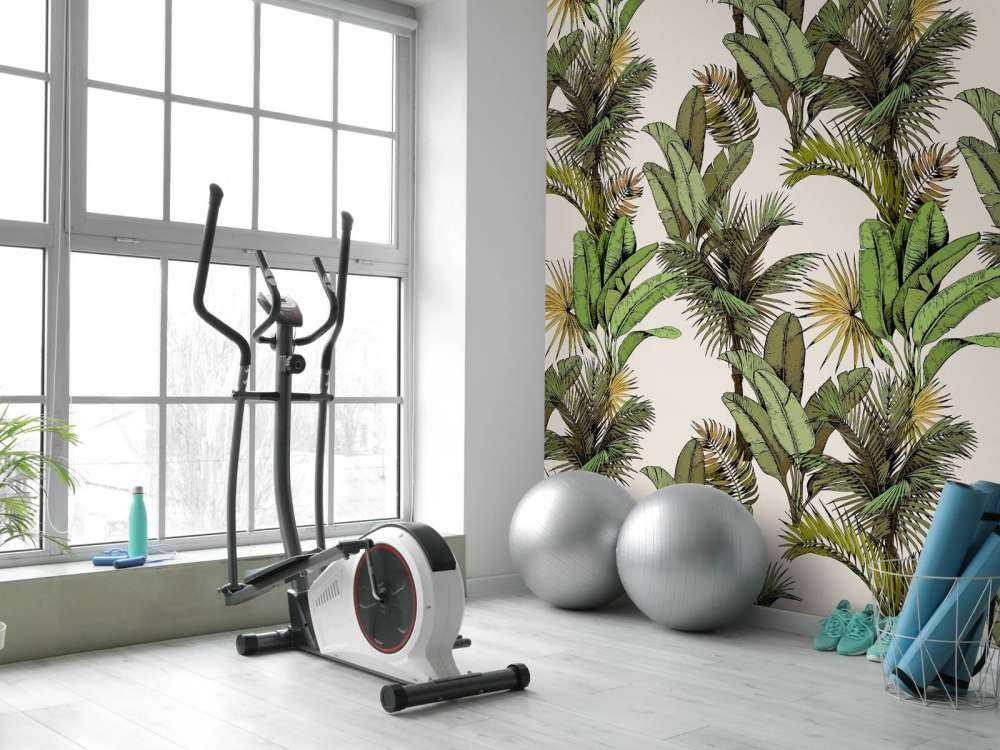 Tropical palm and banana leaves