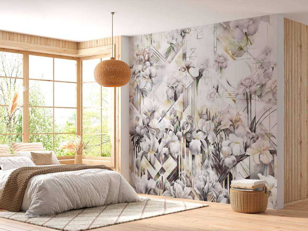 Huge Watercolor Irises Beige