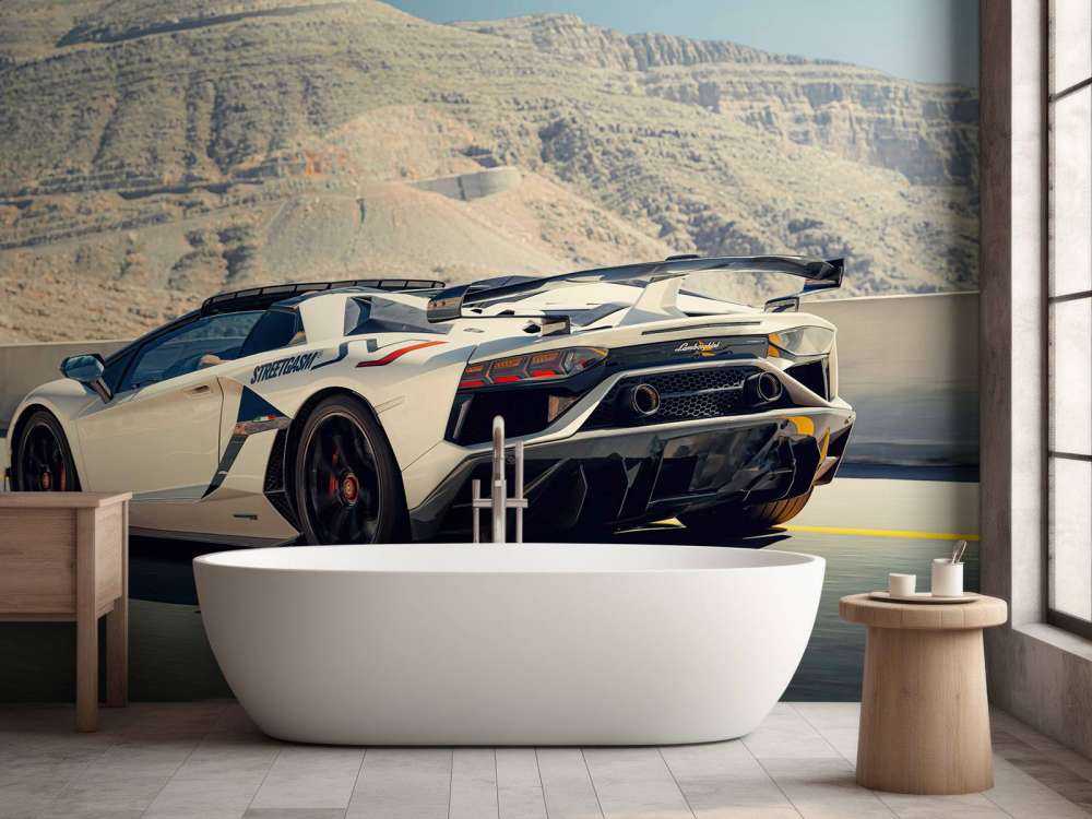 Supercar on mountain pass