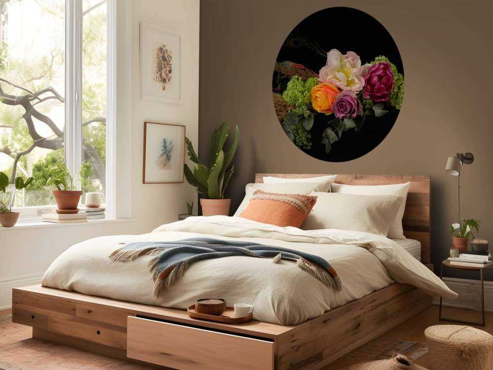 Flower bouquet with feather