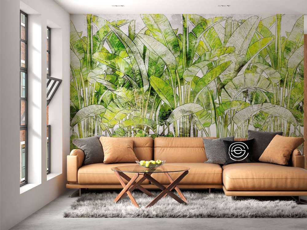 Large drawn palm leaves