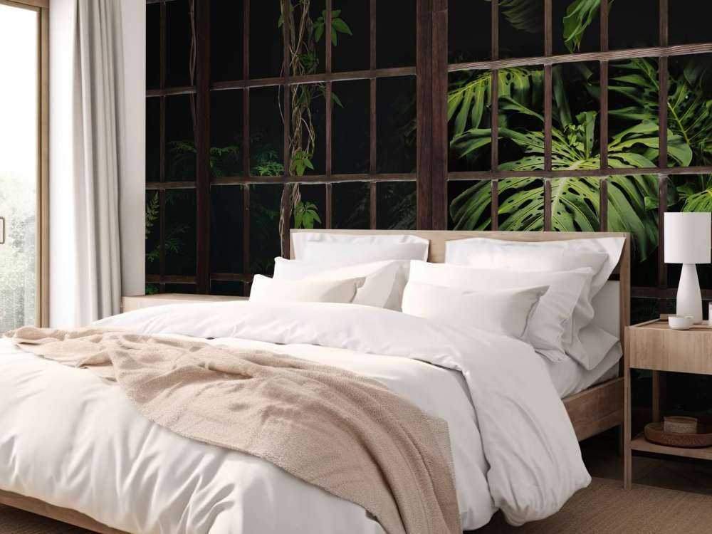 Botanical plants behind windows