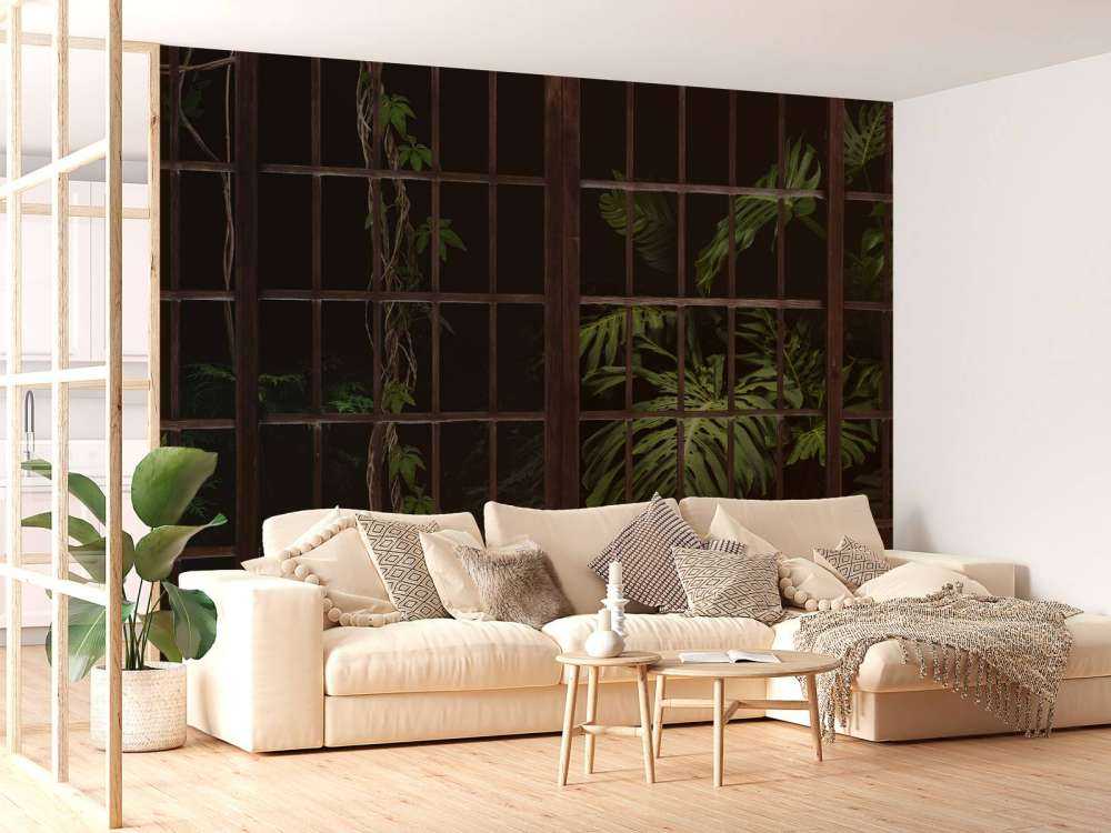 Botanical plants behind windows