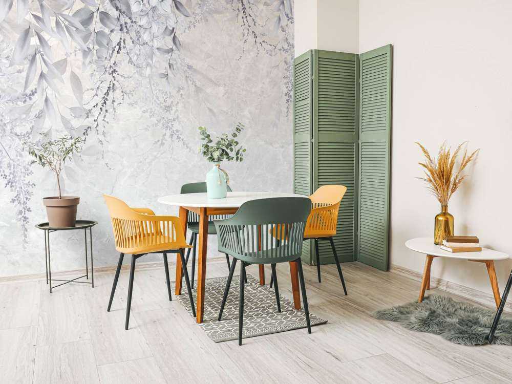 Leaves on marble wall