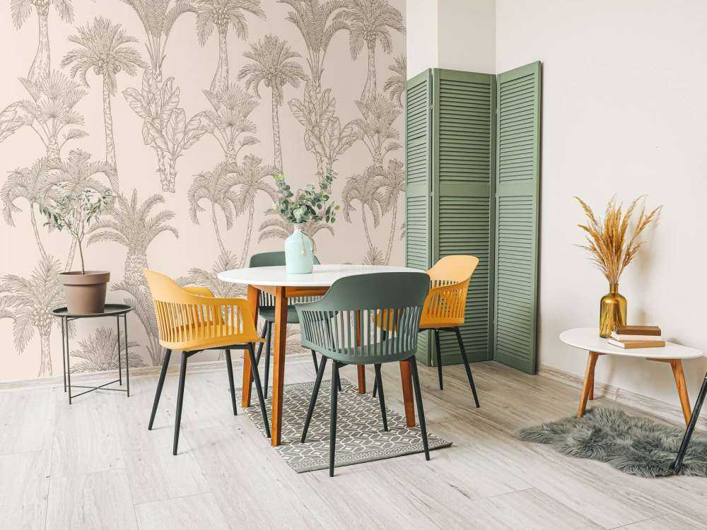 Jungle line-art beige