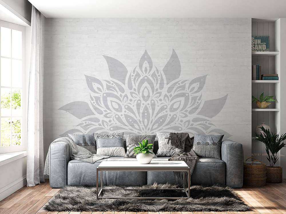 Light gray Mandala On Brick