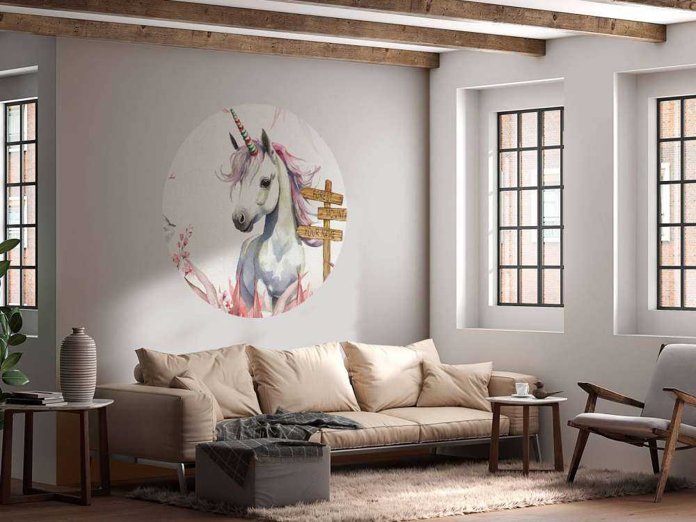 Baby unicorn with plants pink