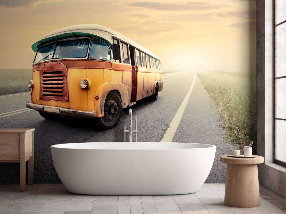 Bus on a deserted road