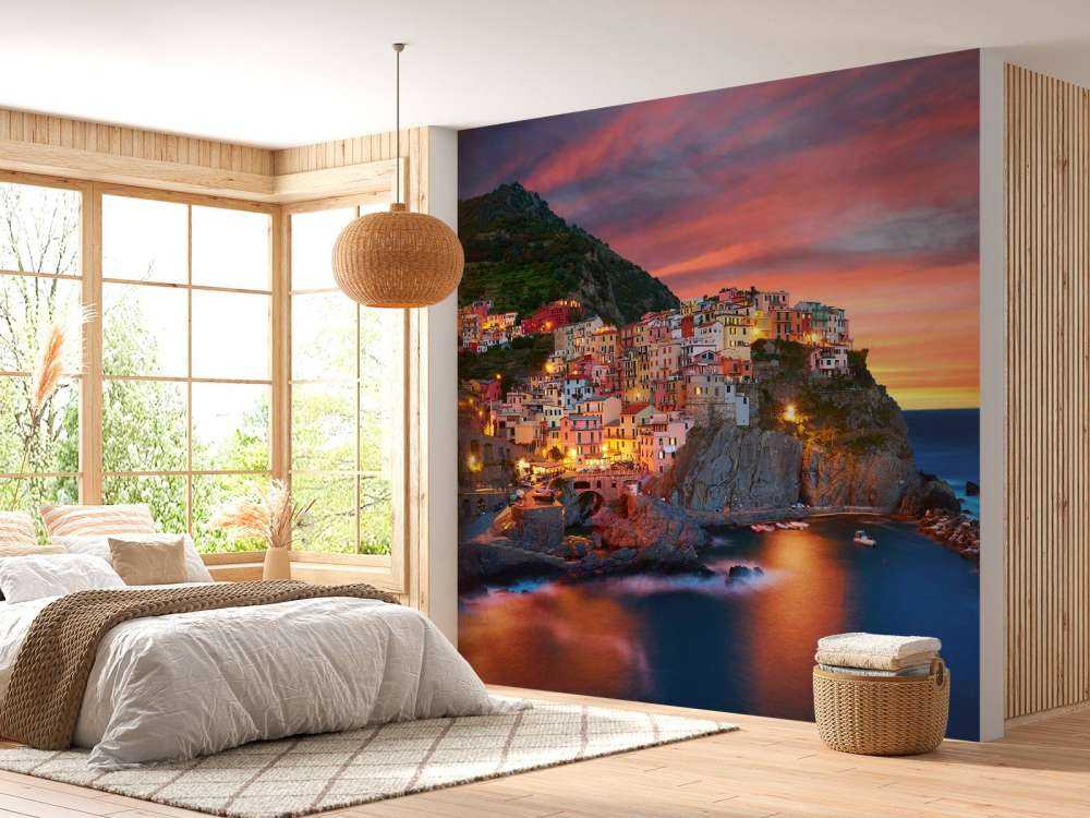 Italian town at sunset