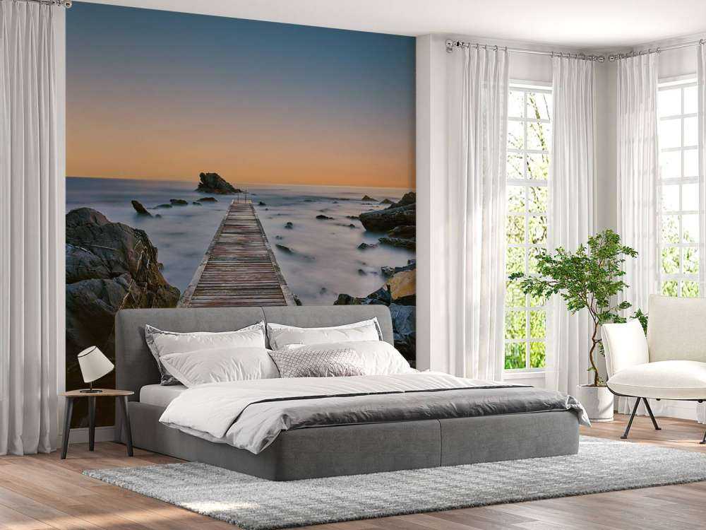 Jetty at rocky coast