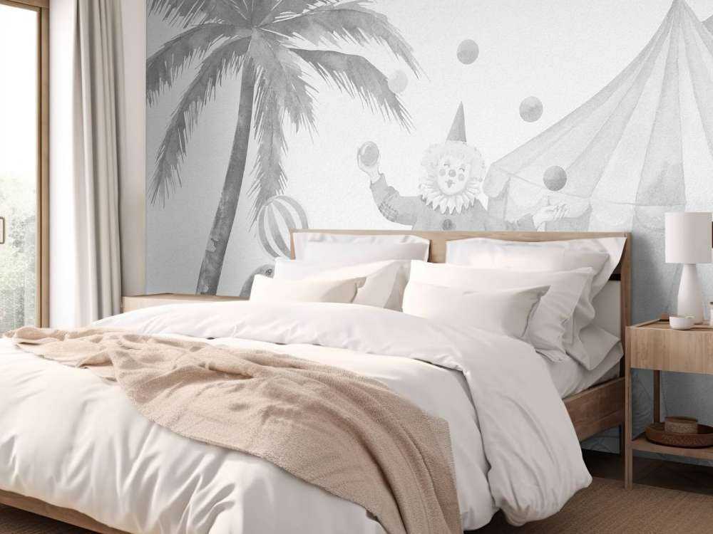 Cheerful circus animals grey