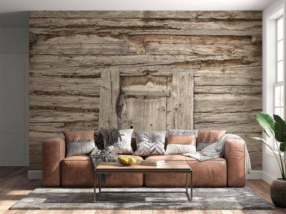 Beige shelves with door