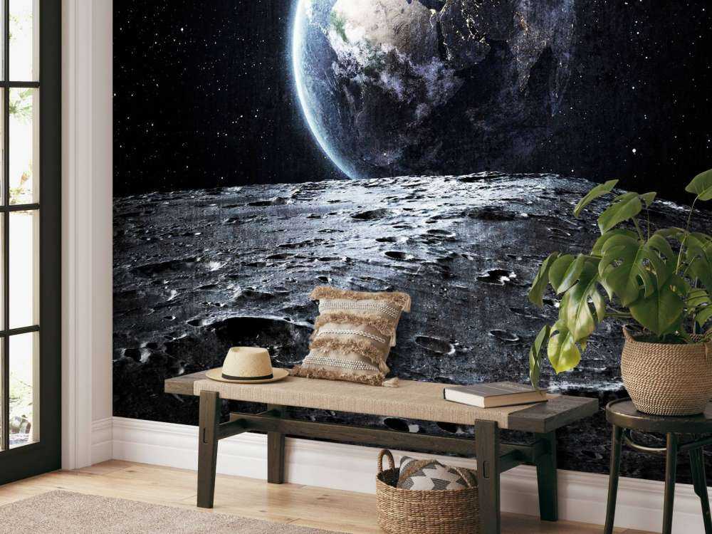 Moon and earth