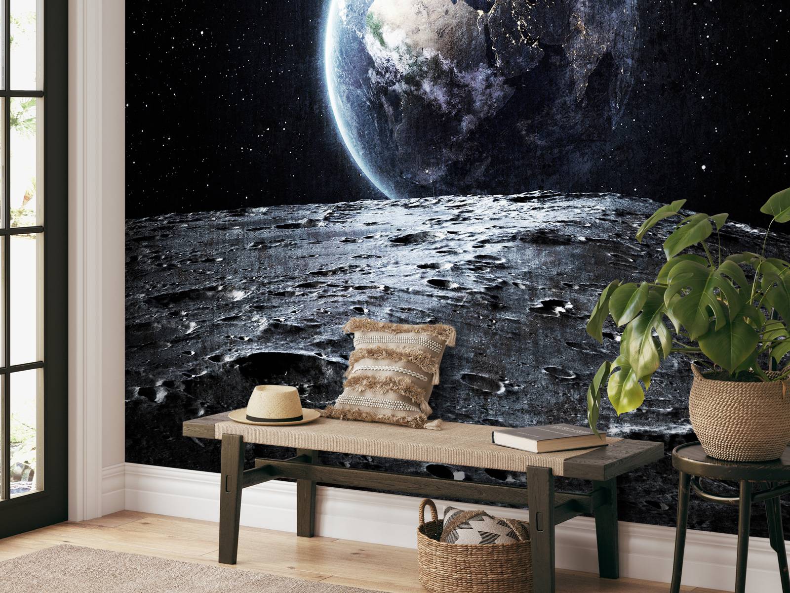 Moon and earth