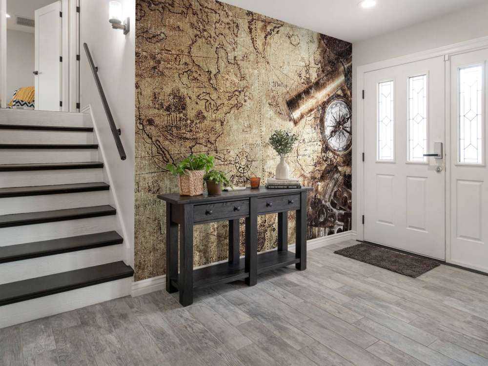 World map with compass