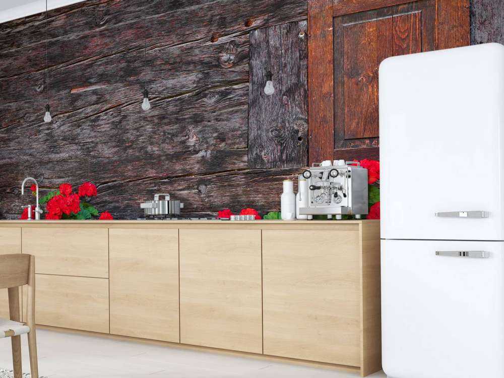 Old wood with flowers