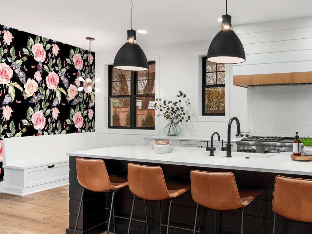 Flowers and butterflies in watercolour