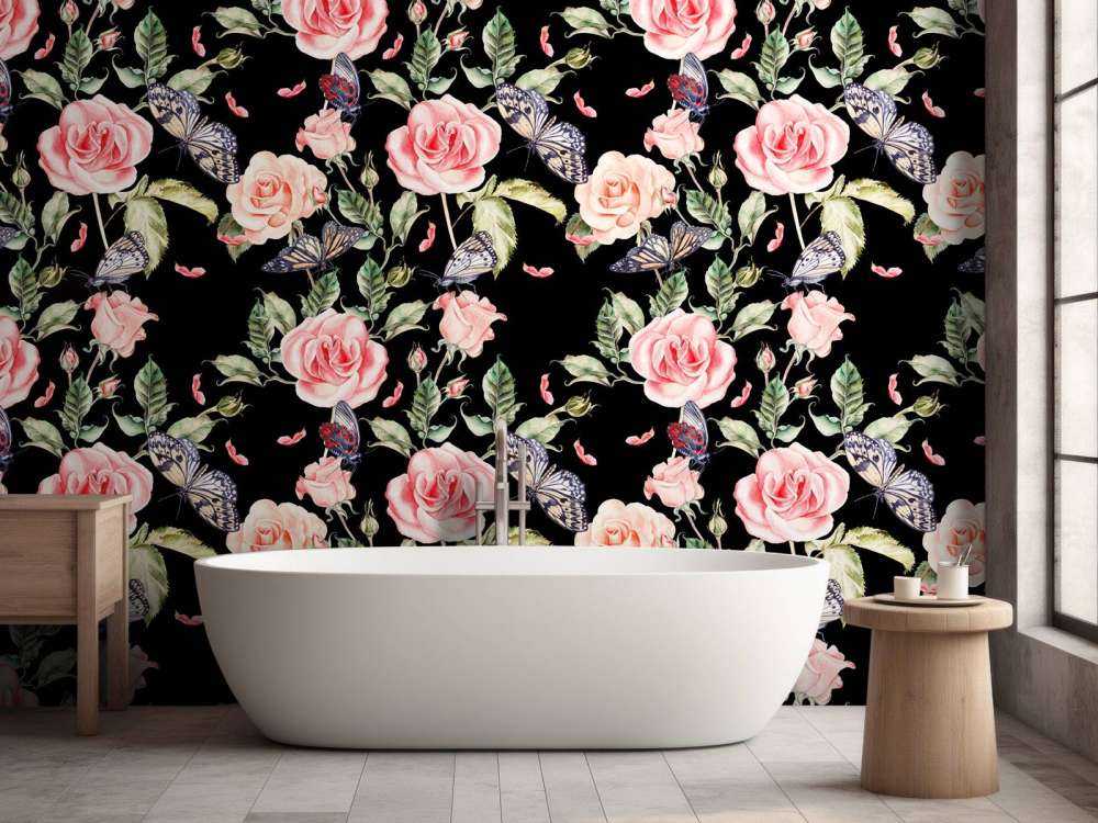 Flowers and butterflies in watercolour