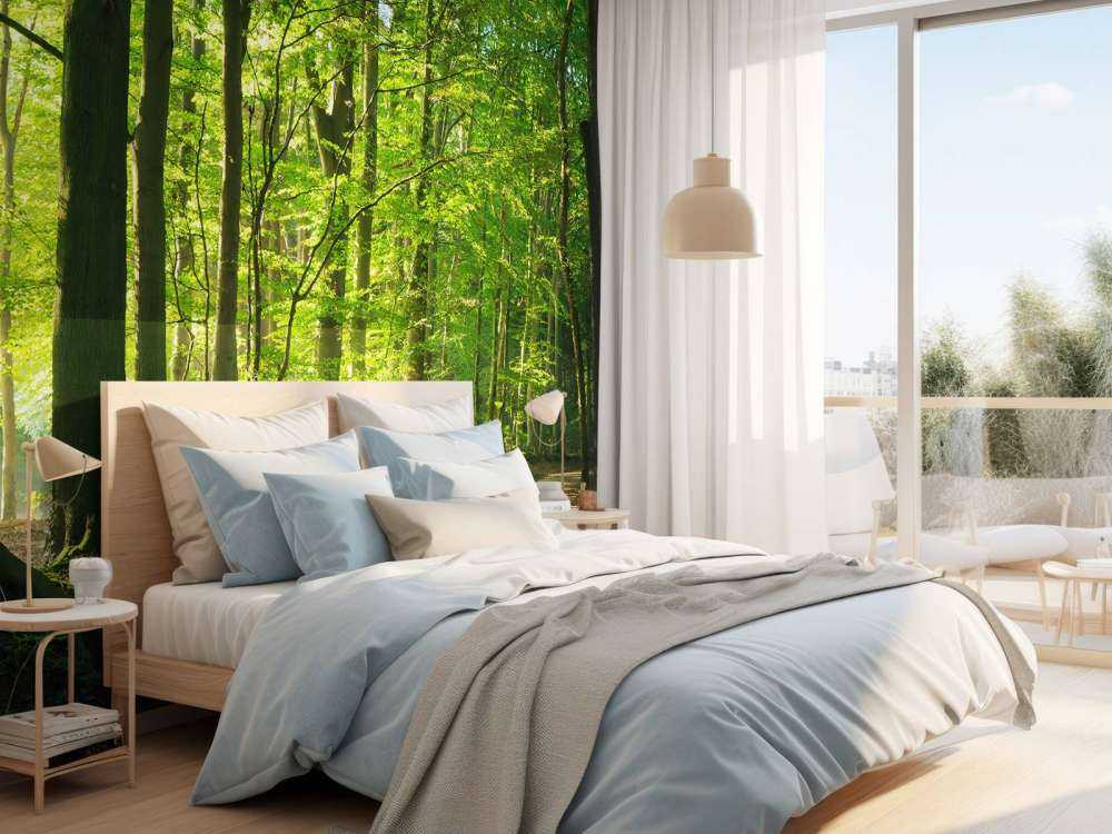 Sunny road through a forest