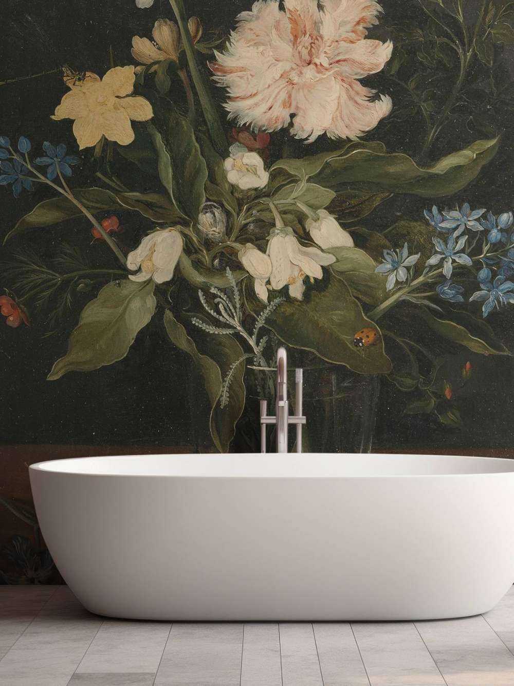 Still life with flowers in a glass