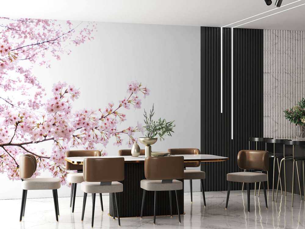 Pink blossom branches
