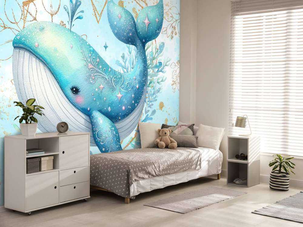 Magical whale in ocean dreams