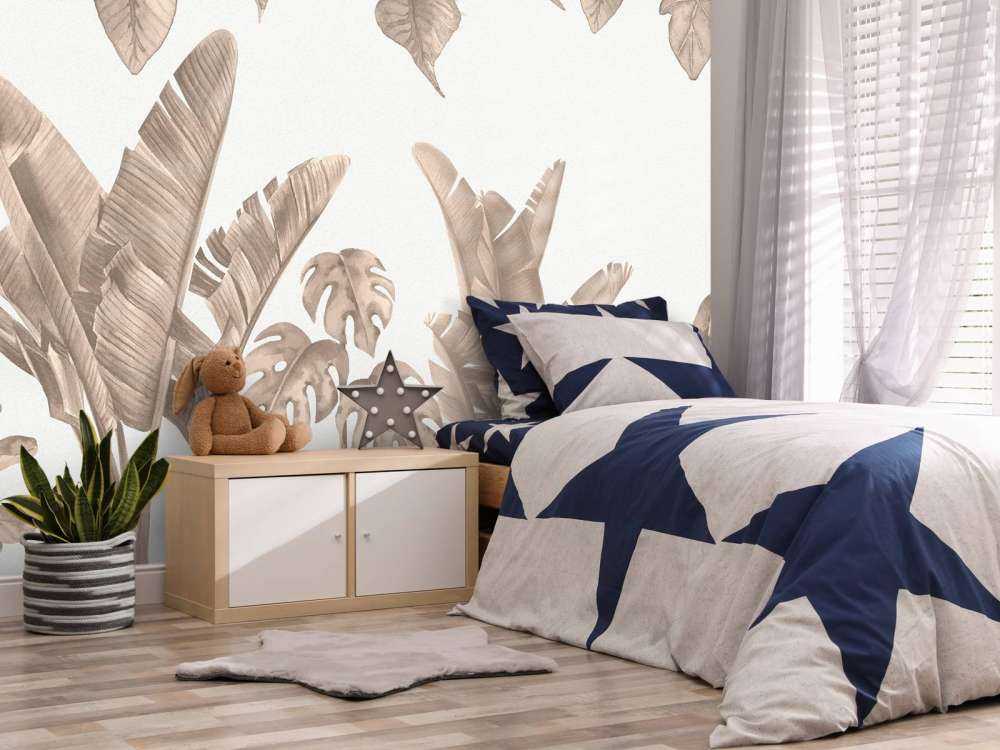 Jungle leaves in taupe