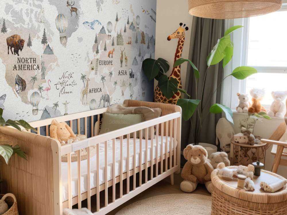 World map with different animals