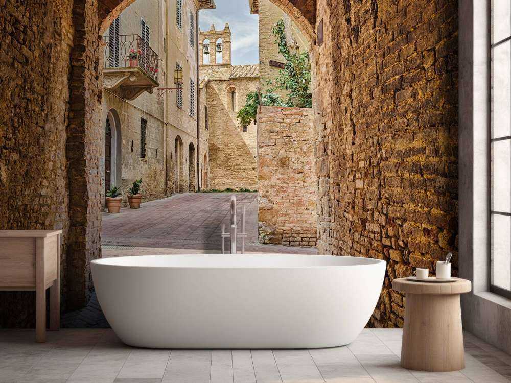 See-through street with arch