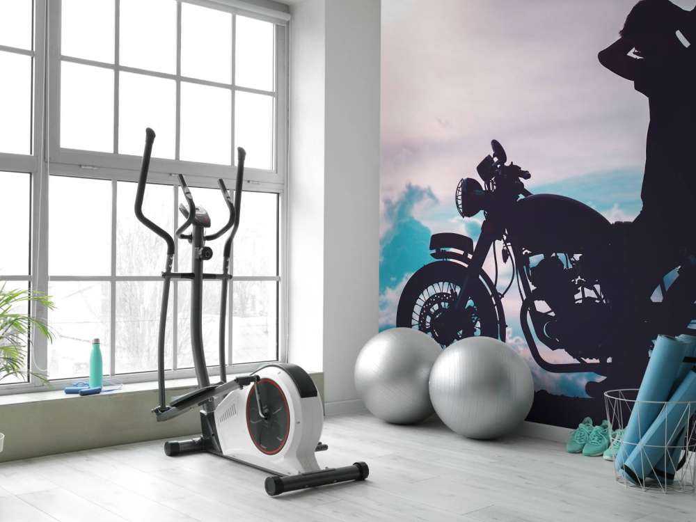 Silhouette motorcyclist