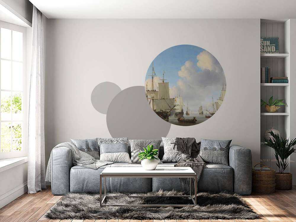 Photo wallpaper Rijksmuseum. Dutch ships on a calm sea.