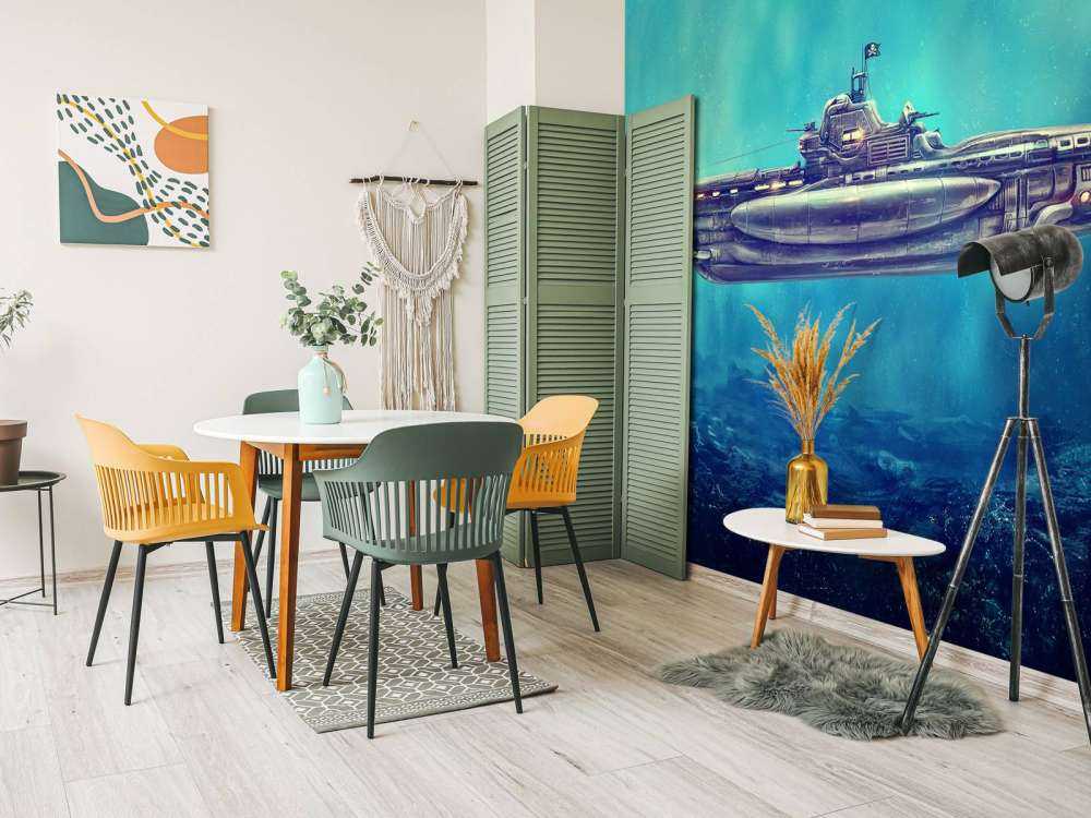 Pirate submarine in the underwater world